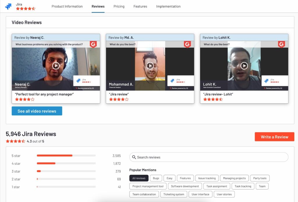 Reviews for Jira in G2