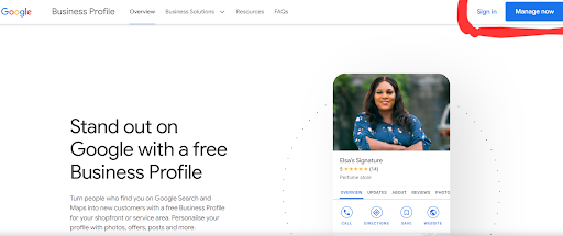 Sign Up or Log In to Google My Business